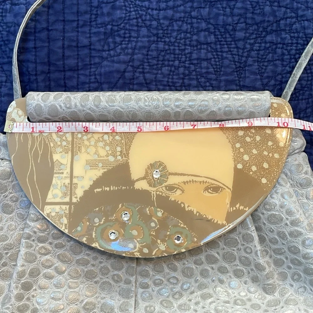 Patricia Smith Moon-Bags Milwaukee “Flapper” Embellished Pebble Textured Handbag - Picture 7 of 12